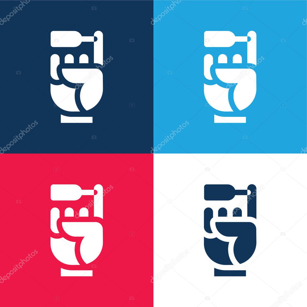 Blood Test blue and red four color minimal icon set