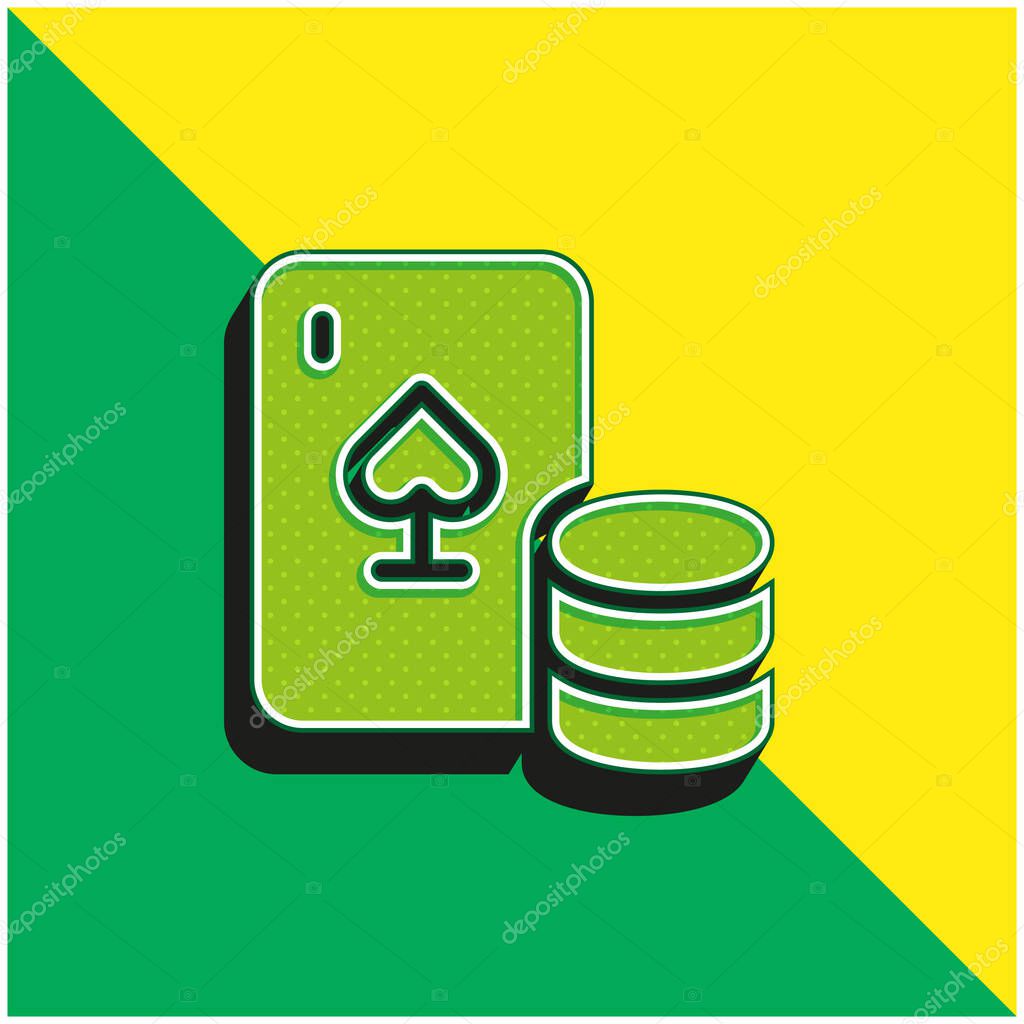 Blackjack Green and yellow modern 3d vector icon logo