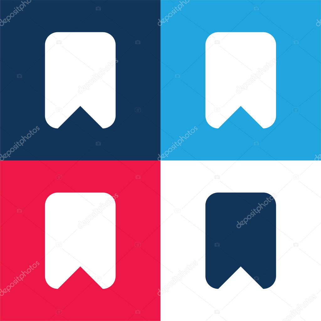 Bookmark Big Black Solid Rounded Interface Symbol blue and red four color minimal icon set