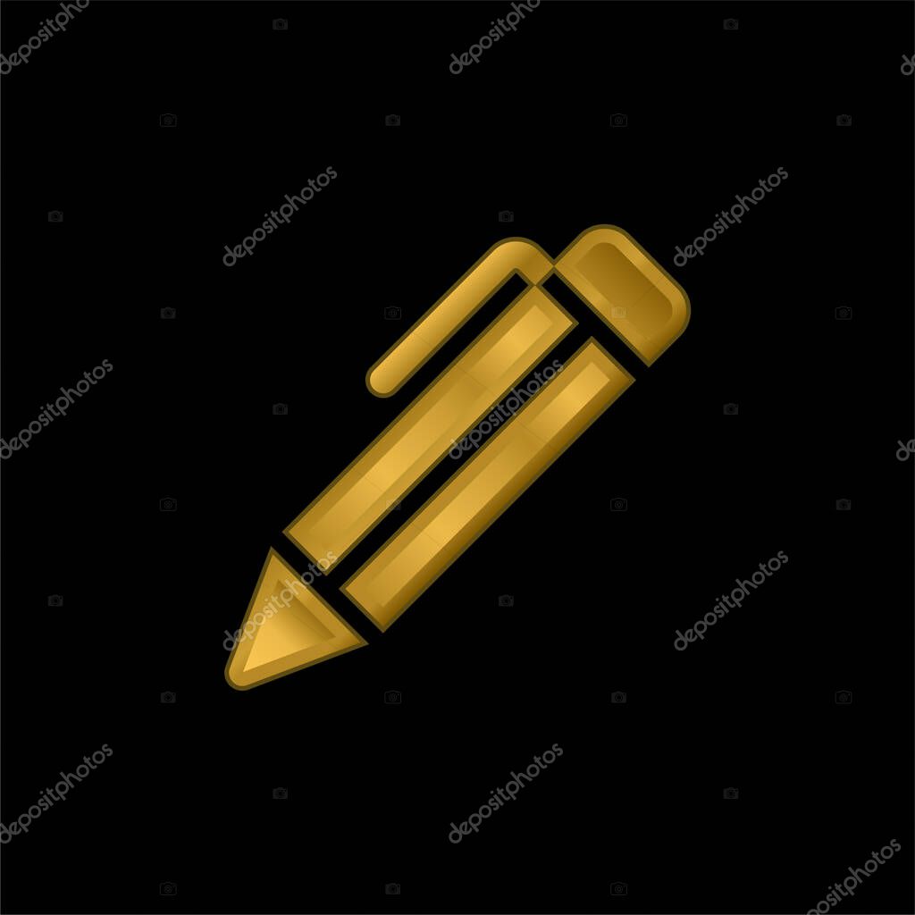 Ballpoint Pen gold plated metalic icon or logo vector