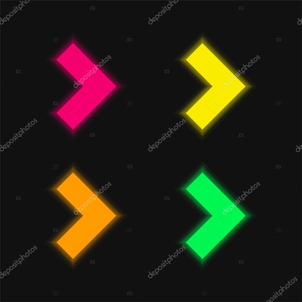 Backward Arrow four color glowing neon vector icon