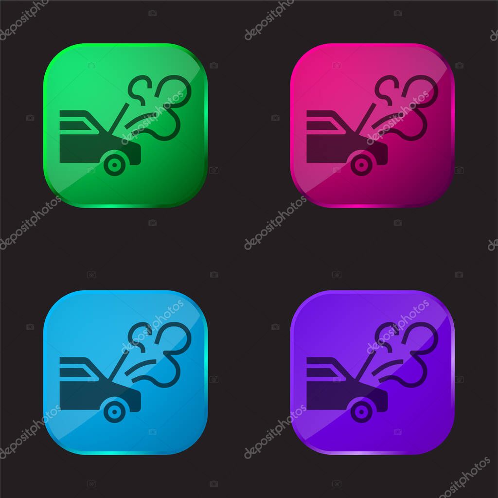 Breakdown four color glass button icon