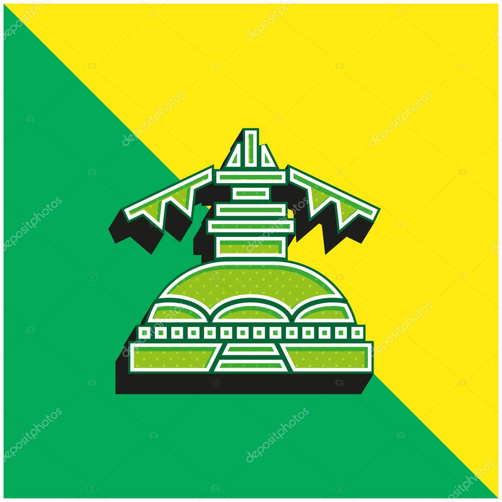 Boudhanath Green and yellow modern 3d vector icon logo