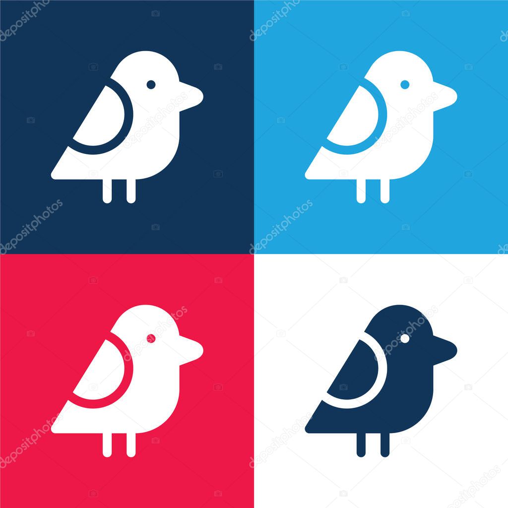 Bird blue and red four color minimal icon set