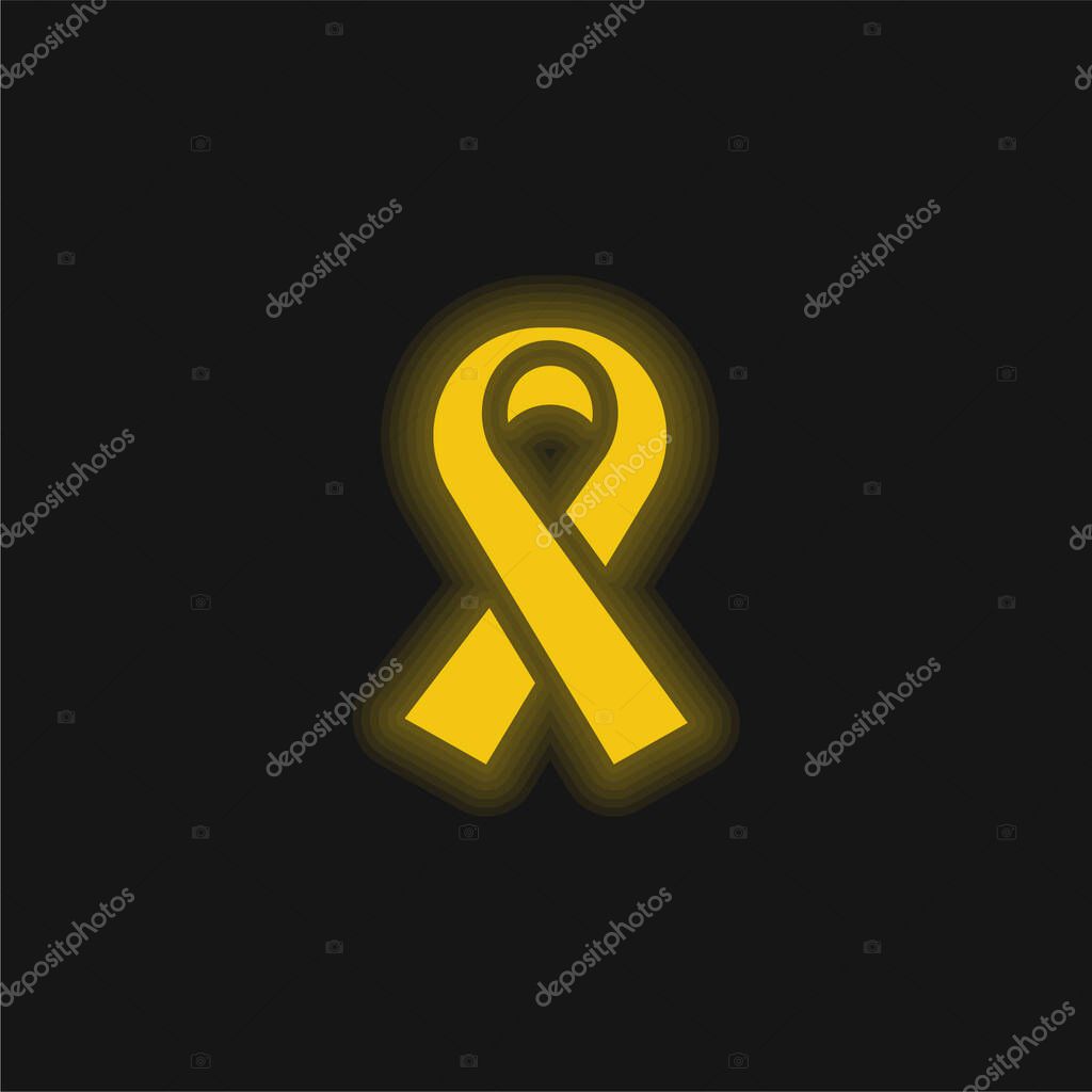 Black Ribbon yellow glowing neon icon