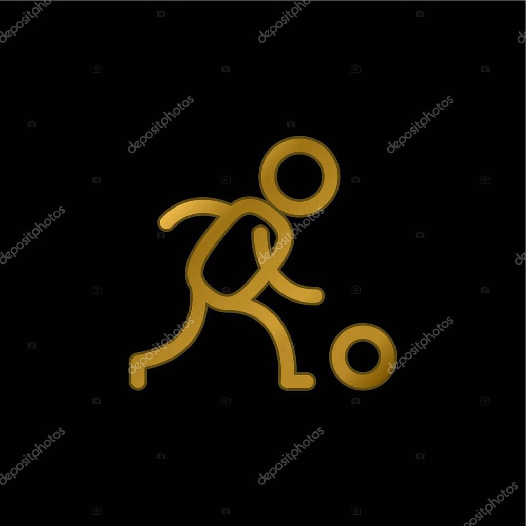 Bowler gold plated metalic icon or logo vector