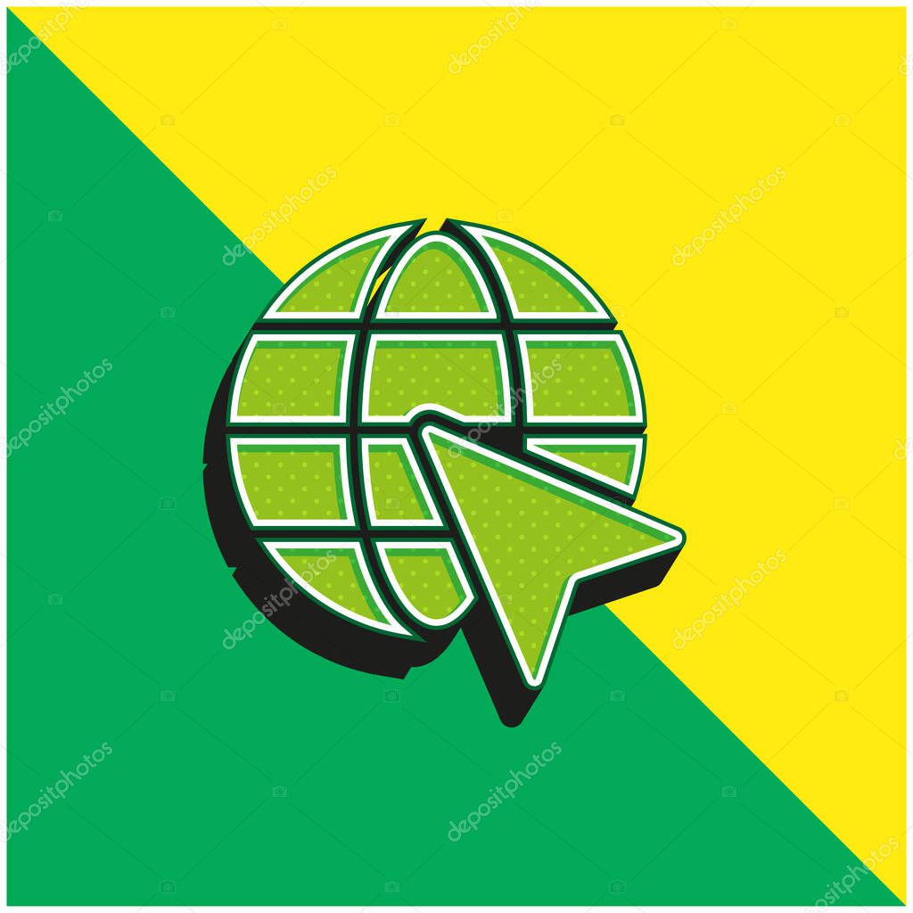Arrow On Eart Green and yellow modern 3d vector icon logo