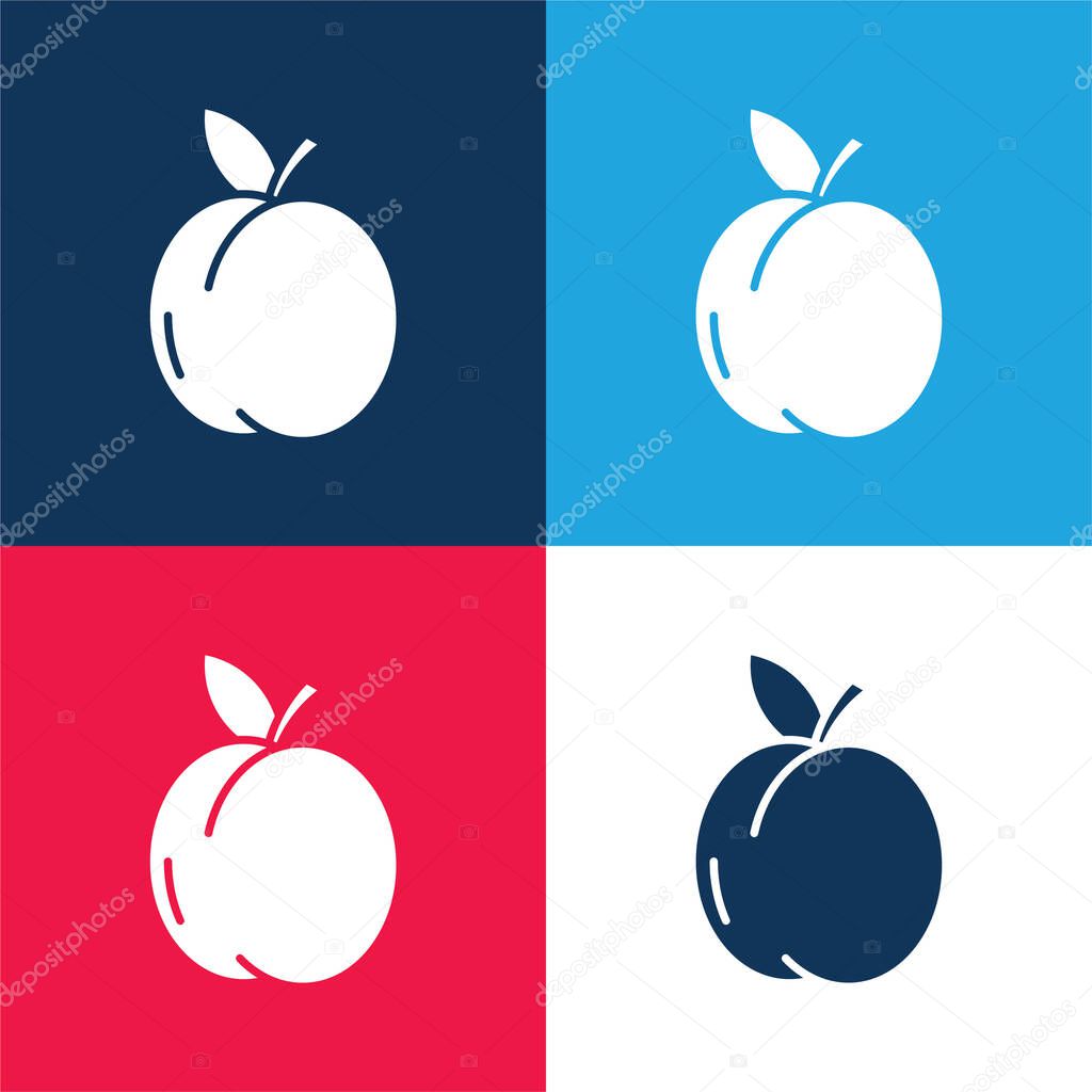 Apricot blue and red four color minimal icon set