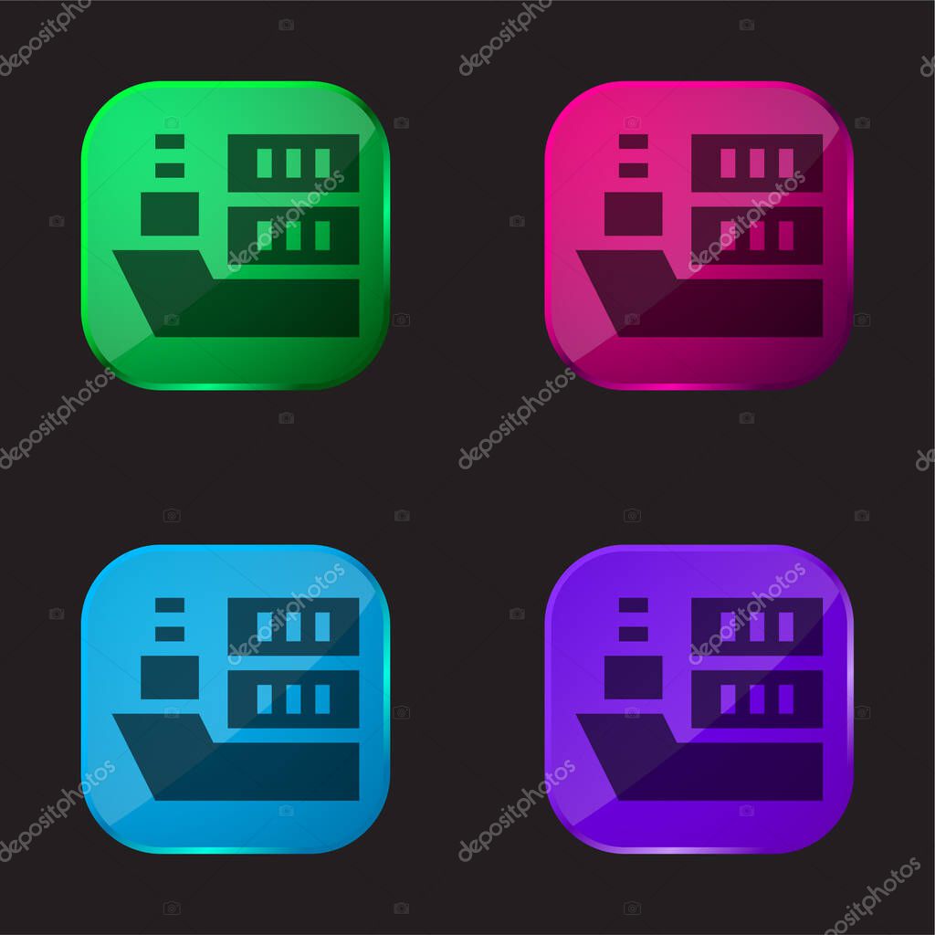 Boat four color glass button icon