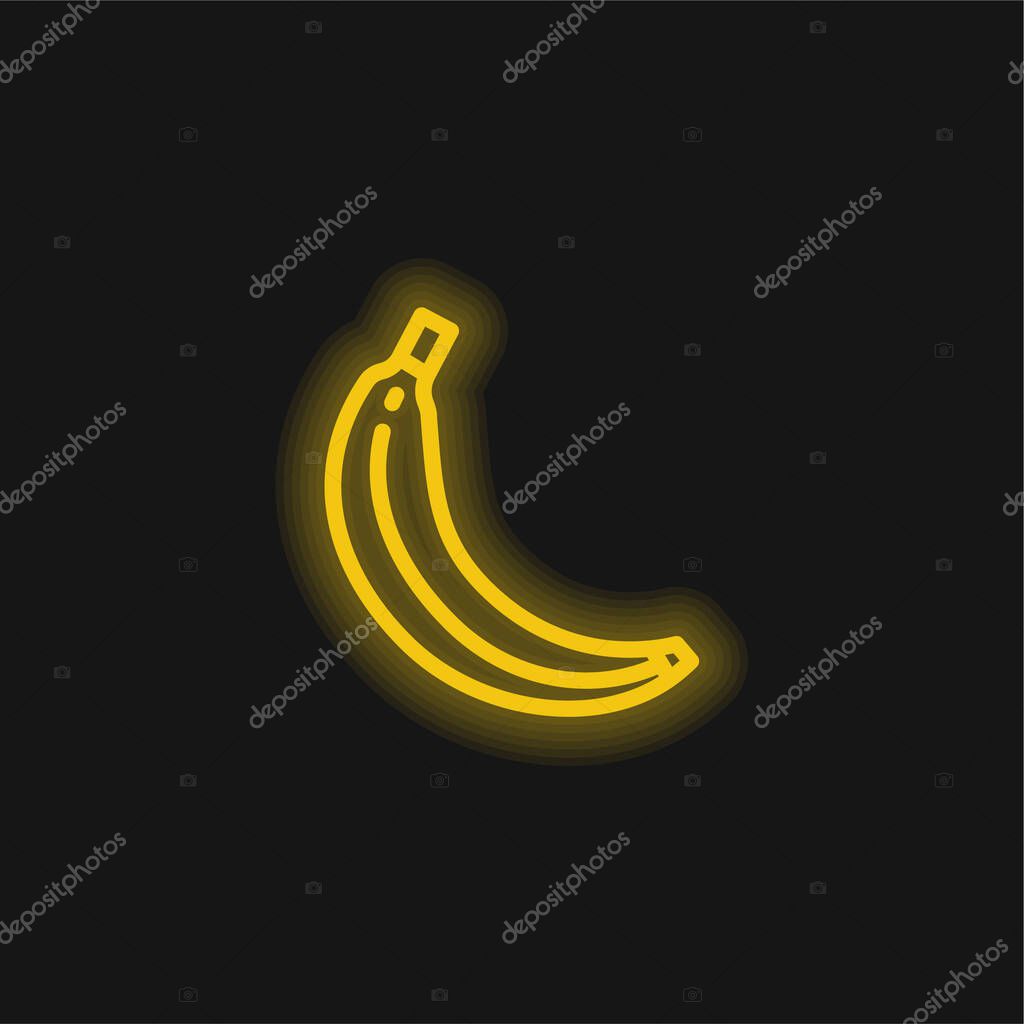 Banana yellow glowing neon icon