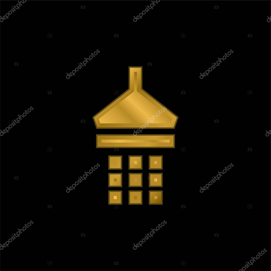 Bathroom Shower gold plated metalic icon or logo vector