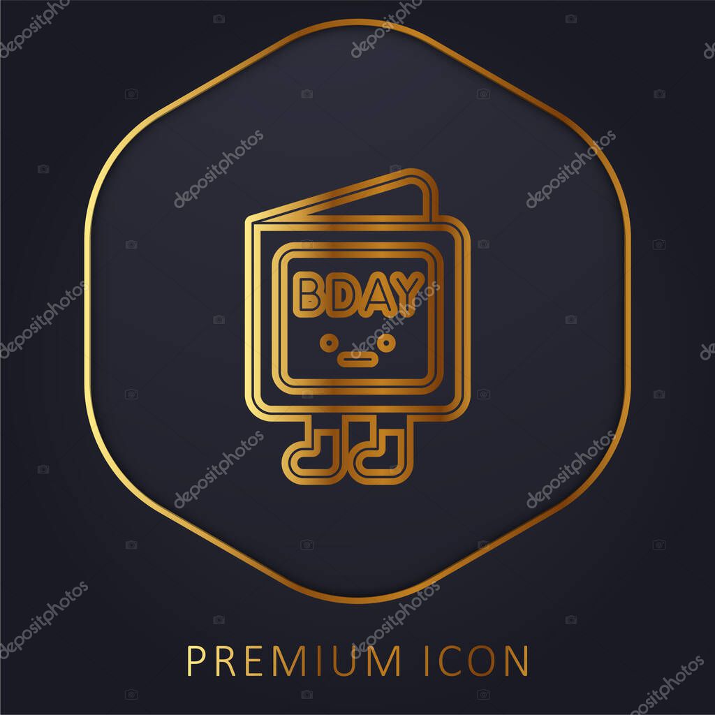 Birthday Invitation golden line premium logo or icon