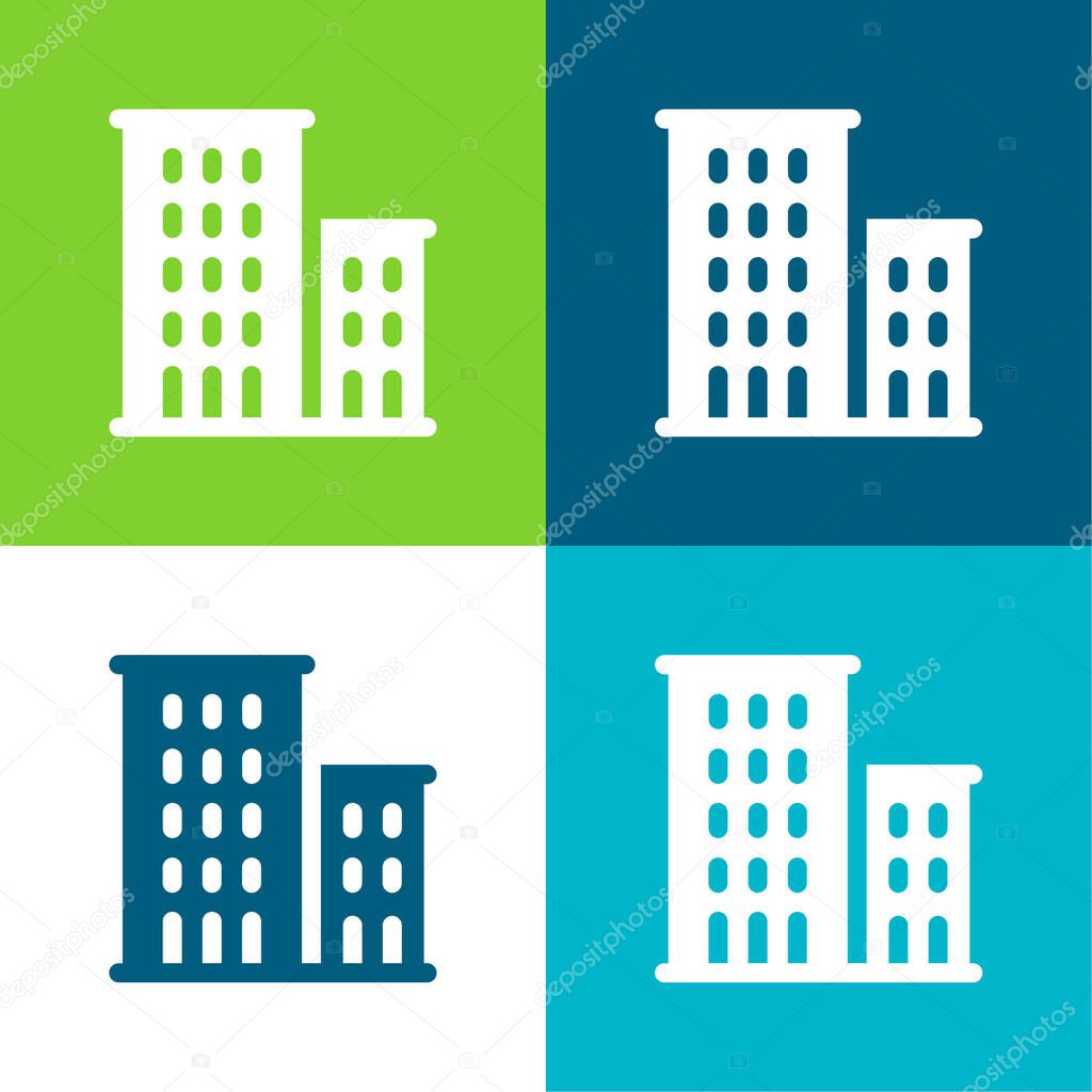 Apartments Flat four color minimal icon set