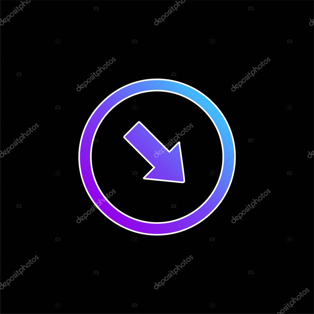 Arrow Pointing To Bottom Right Corner blue gradient vector icon