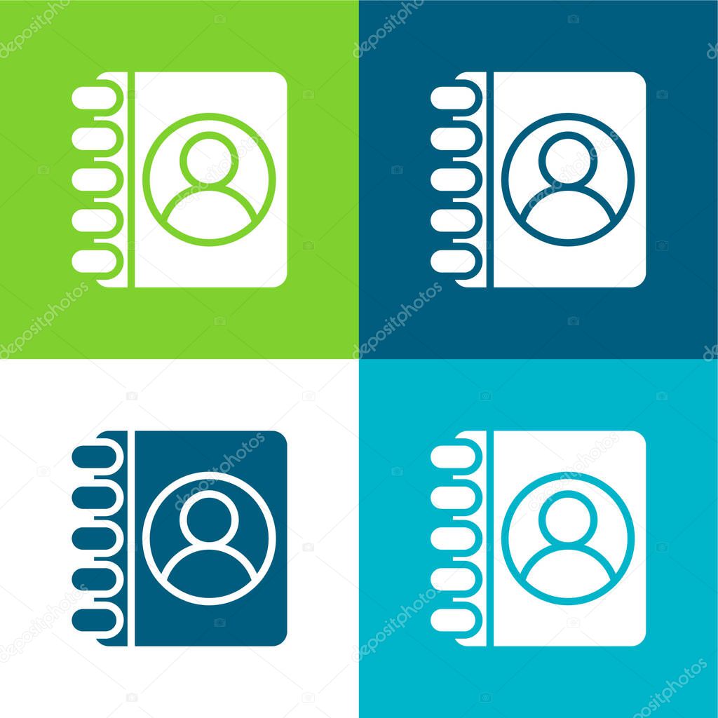 Agenda Flat four color minimal icon set