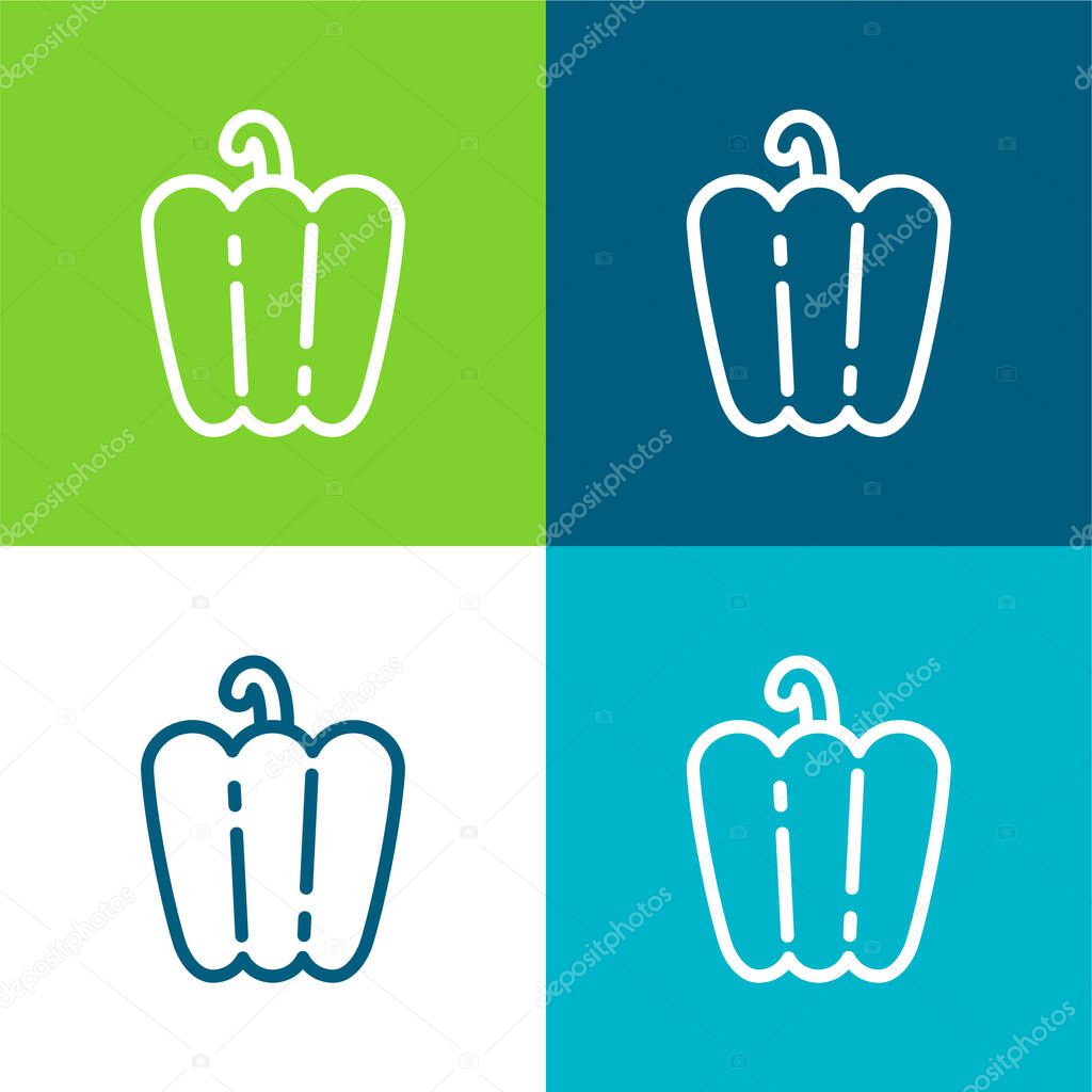 Bell Pepper Flat four color minimal icon set