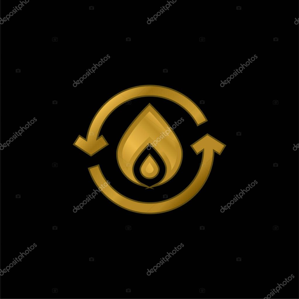 Bio Energy gold plated metalic icon or logo vector