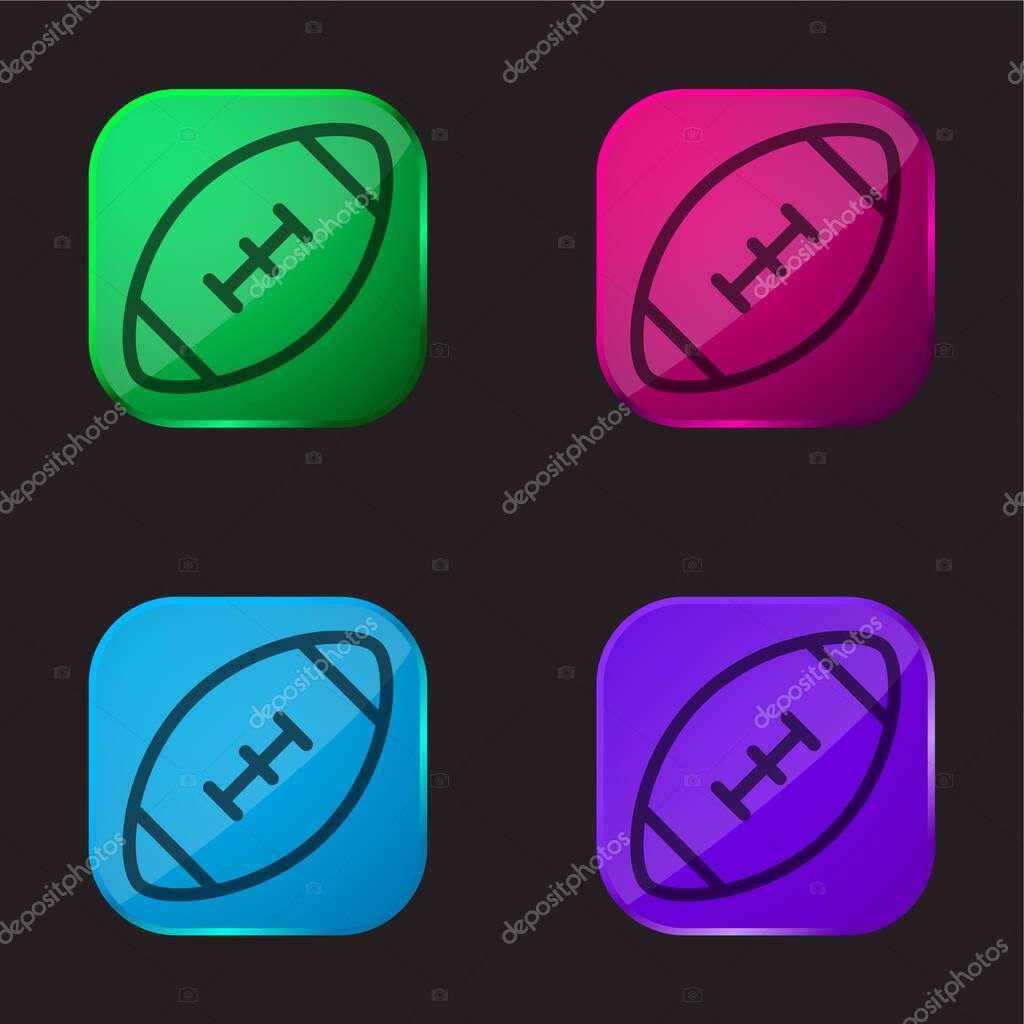 American Football Game four color glass button icon