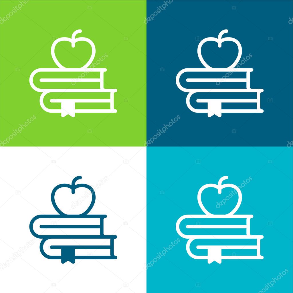 Book Flat four color minimal icon set