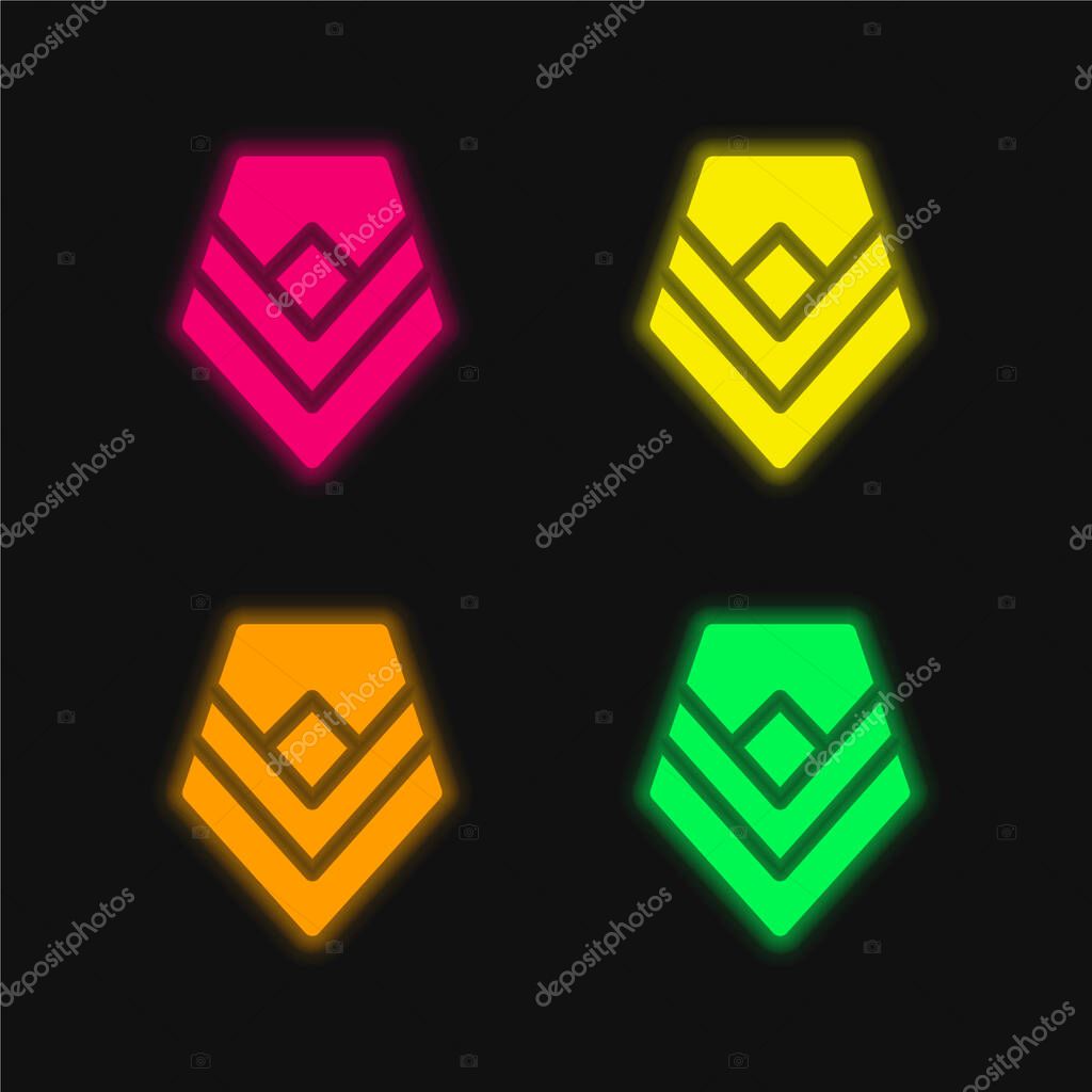 Badge four color glowing neon vector icon