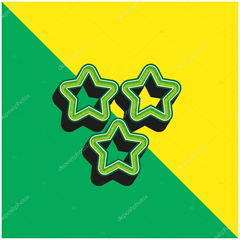 3 Stars Outlines Green and yellow modern 3d vector icon logo