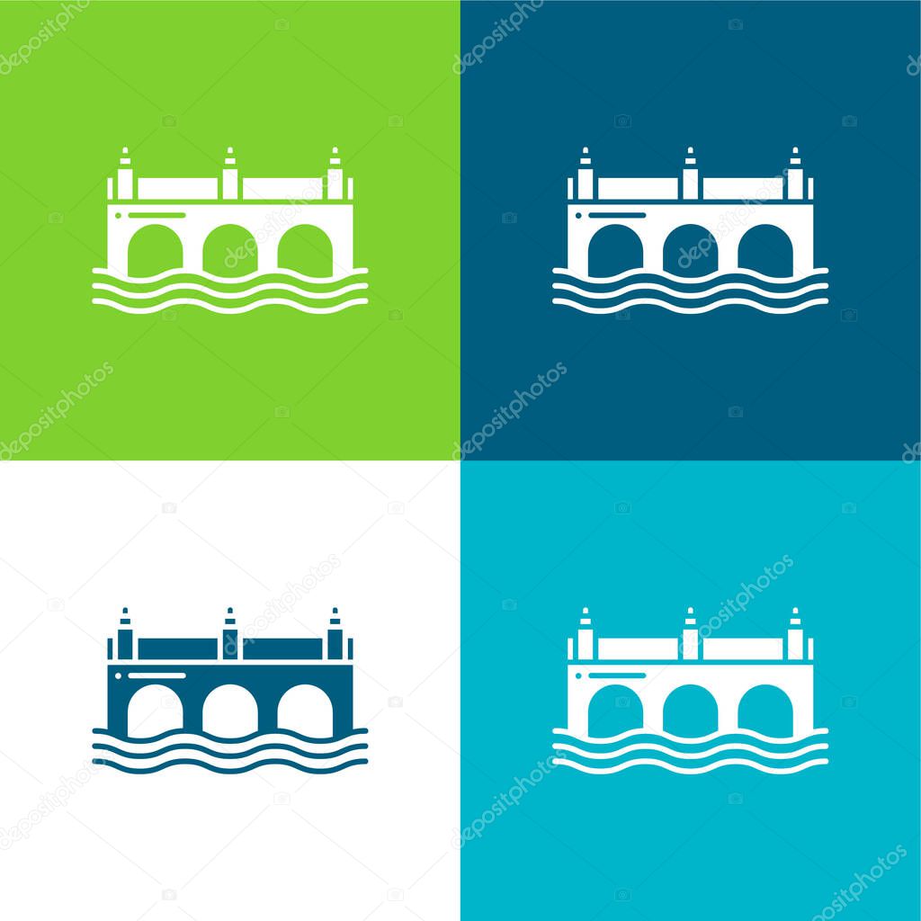 Bridge Flat four color minimal icon set