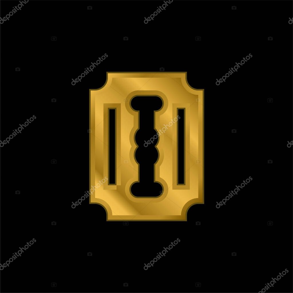 Blade gold plated metalic icon or logo vector