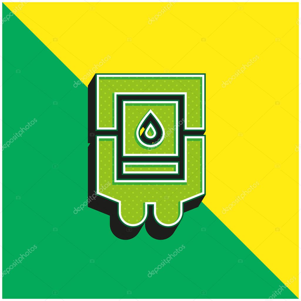 Blood Bag Green and yellow modern 3d vector icon logo
