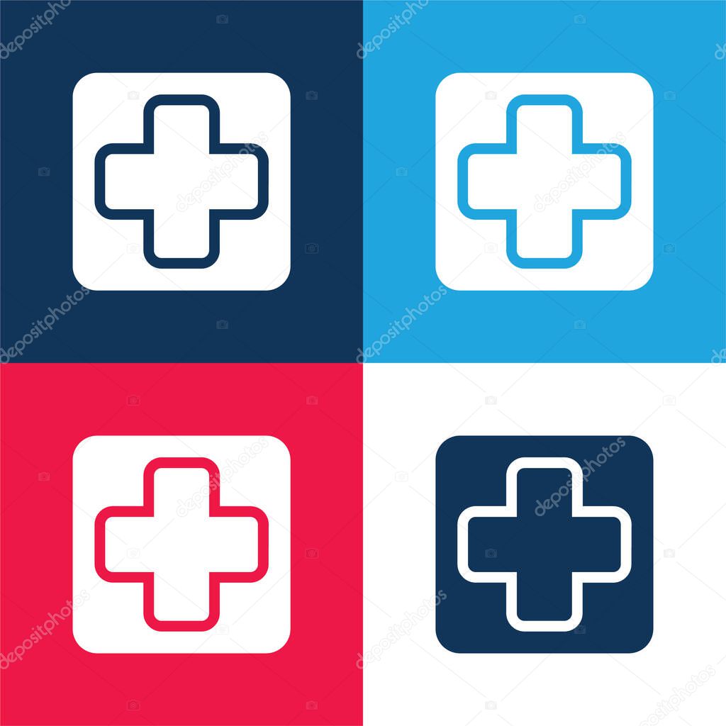 Add Button blue and red four color minimal icon set