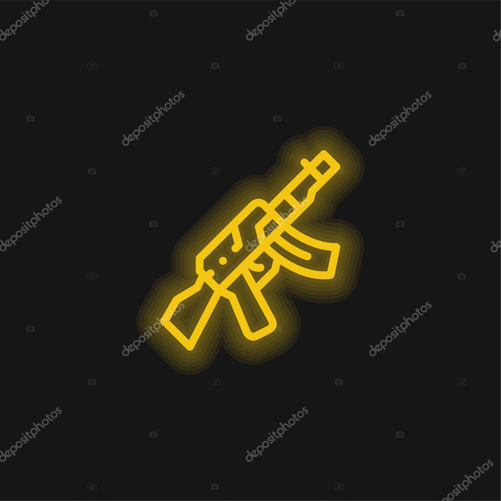 Assault Rifle yellow glowing neon icon