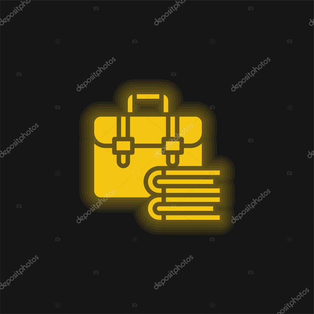 Bag yellow glowing neon icon