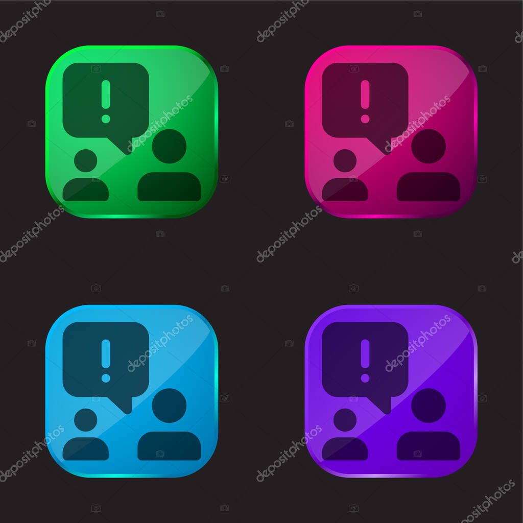 Alert four color glass button icon