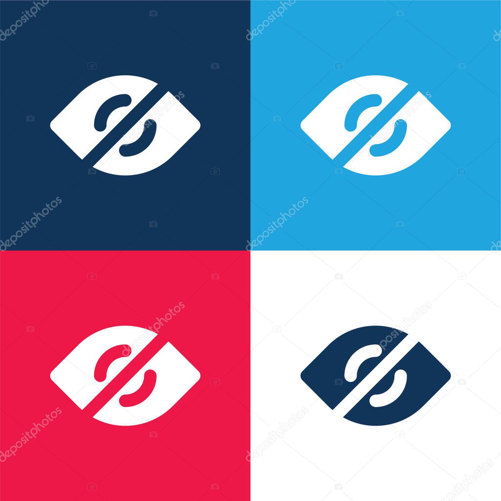 Blind blue and red four color minimal icon set