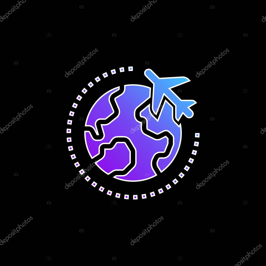 Airplane blue gradient vector icon