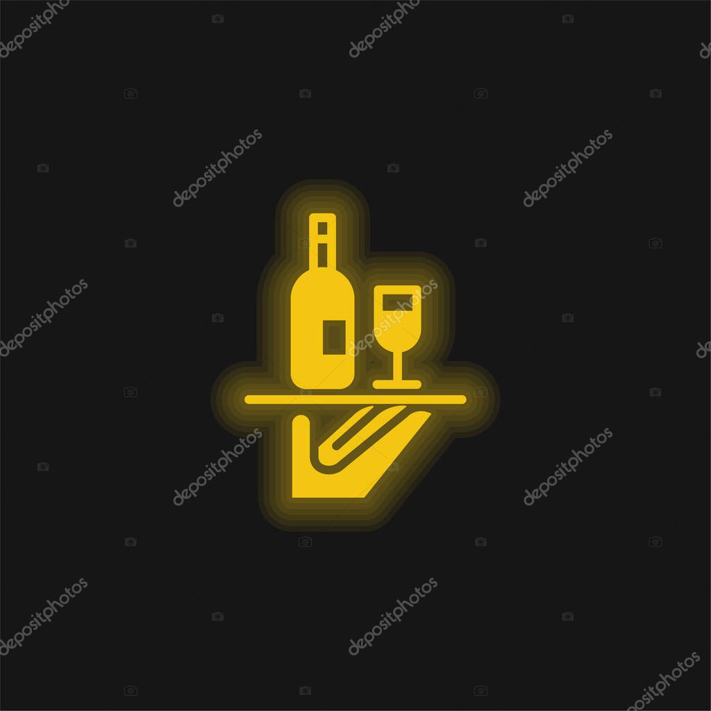 Bar Service yellow glowing neon icon