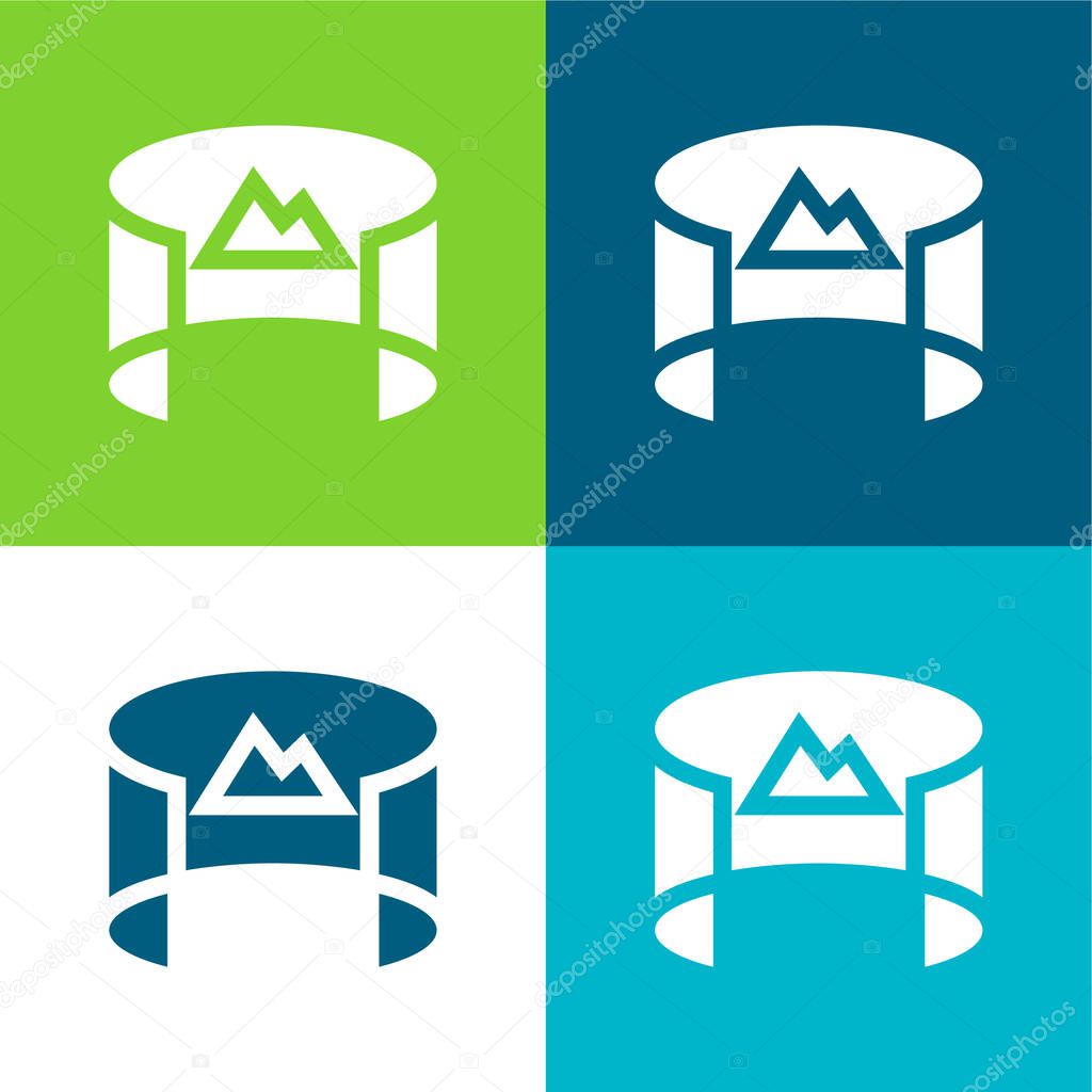 360 View Flat four color minimal icon set