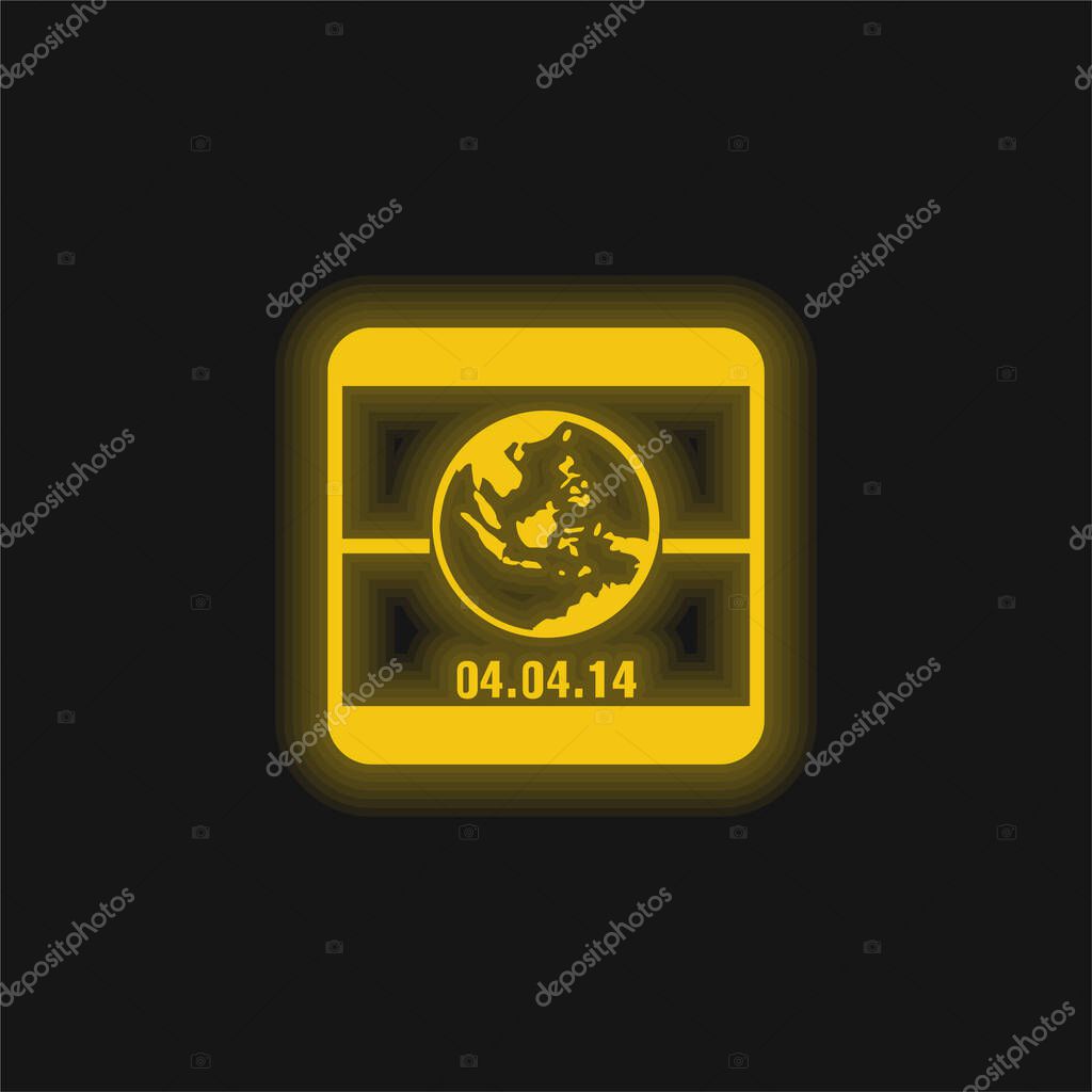 2014 Earth Day On April 4 Calendar Page yellow glowing neon icon