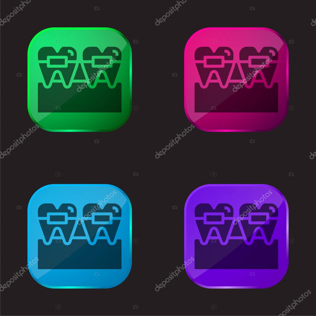 Braces four color glass button icon