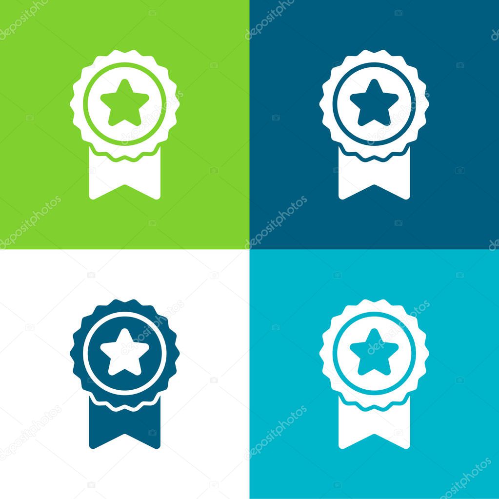 Badge With A Star Flat four color minimal icon set