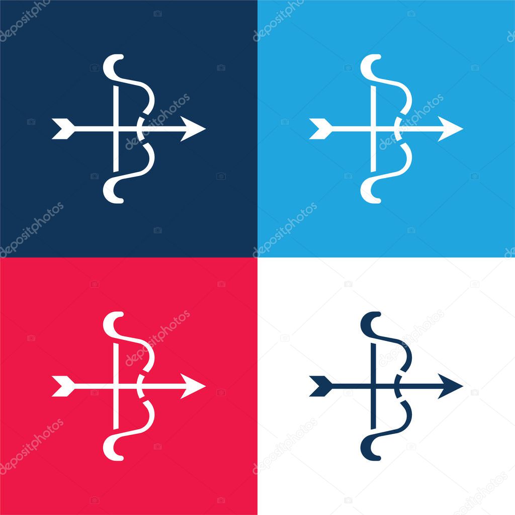 Bow blue and red four color minimal icon set