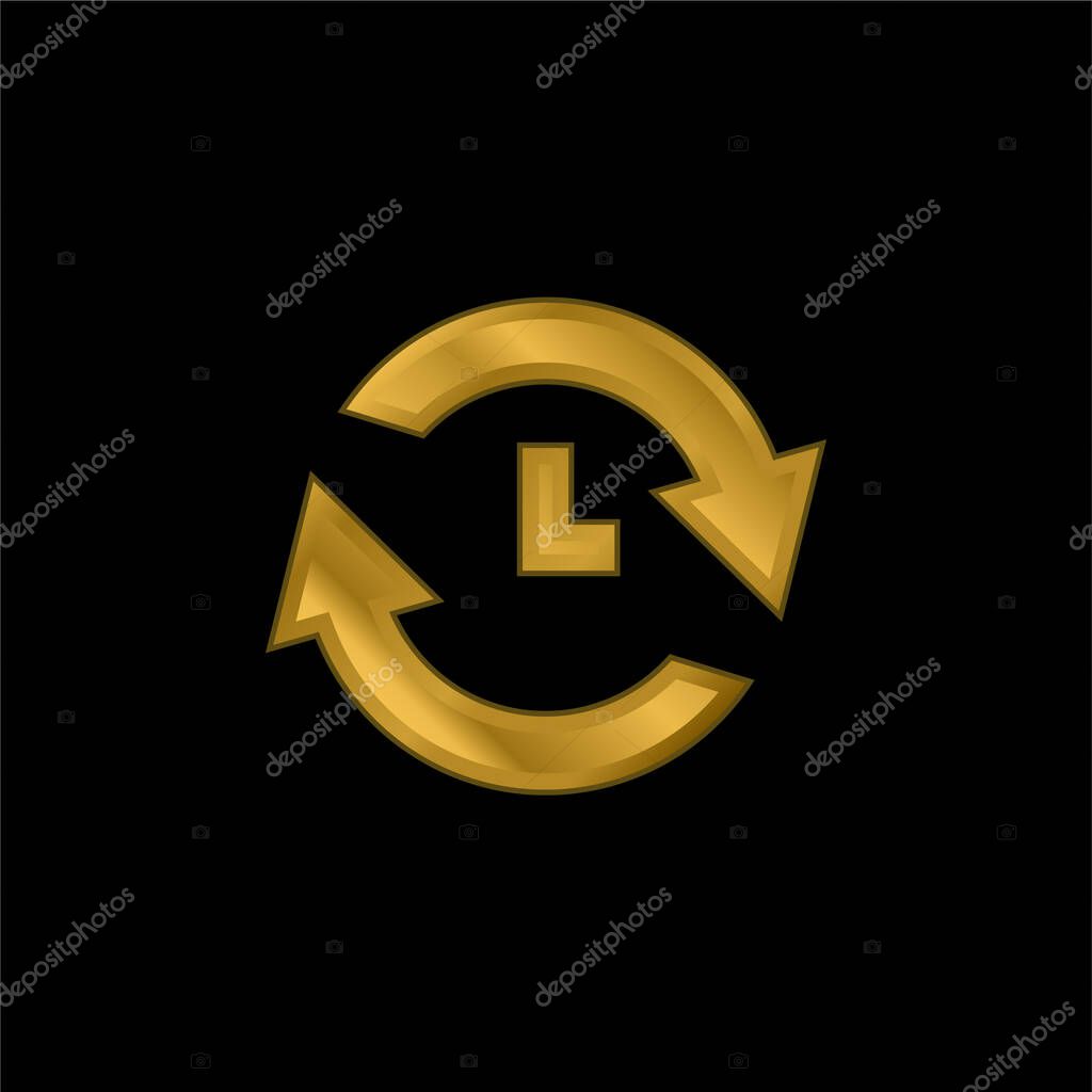 Analyze gold plated metalic icon or logo vector