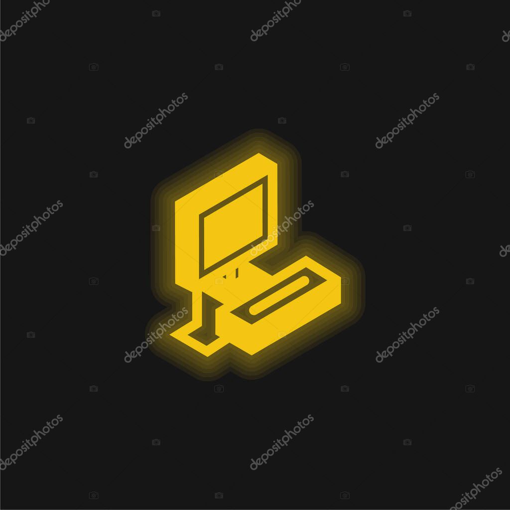 Atari yellow glowing neon icon