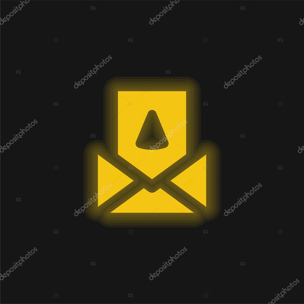 Birthday Card yellow glowing neon icon