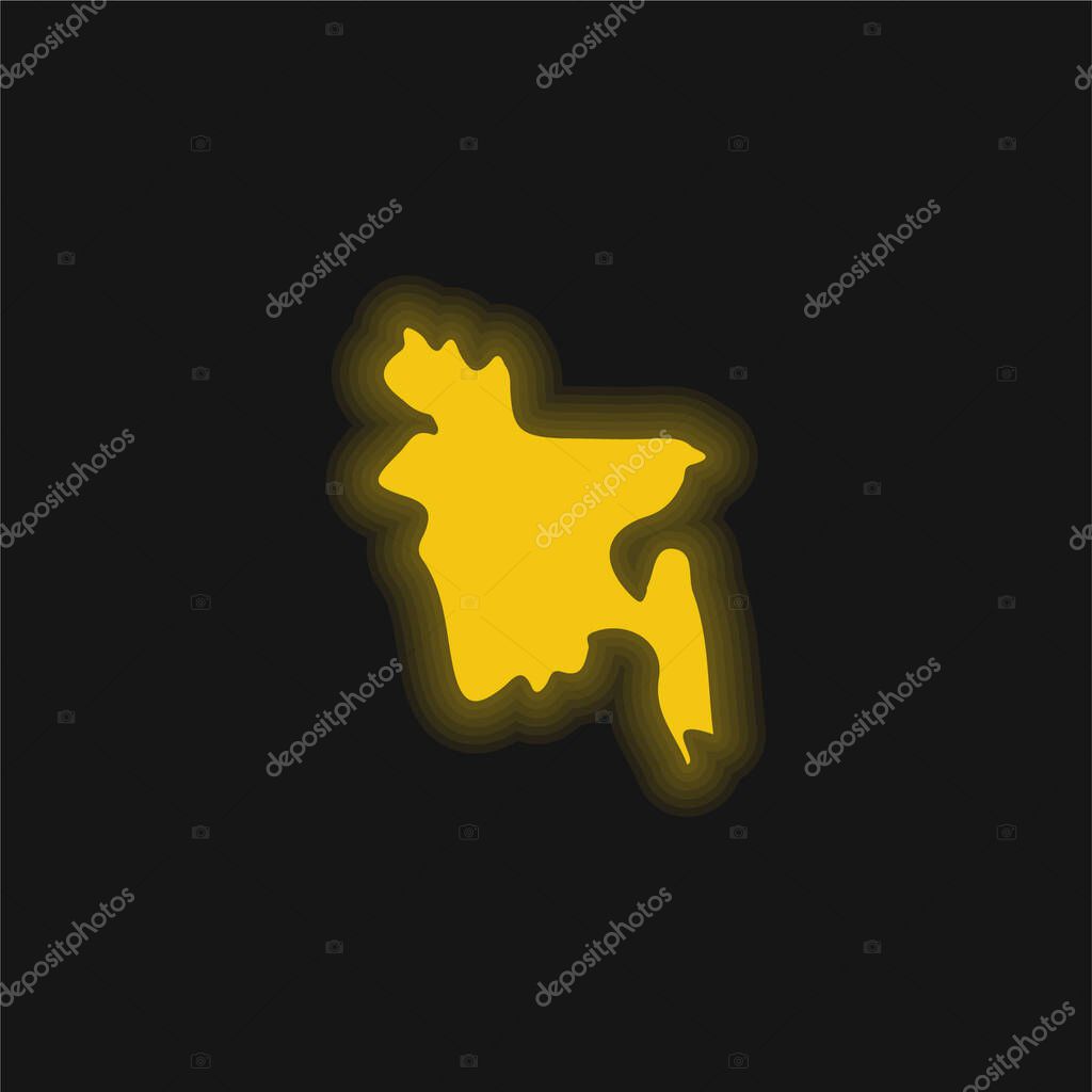 Bangladesh yellow glowing neon icon