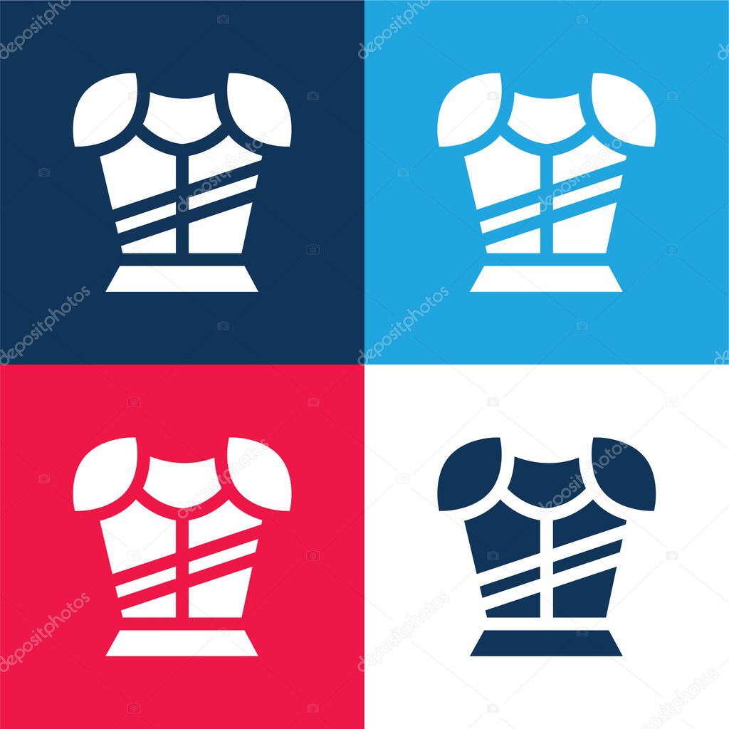 Armor blue and red four color minimal icon set