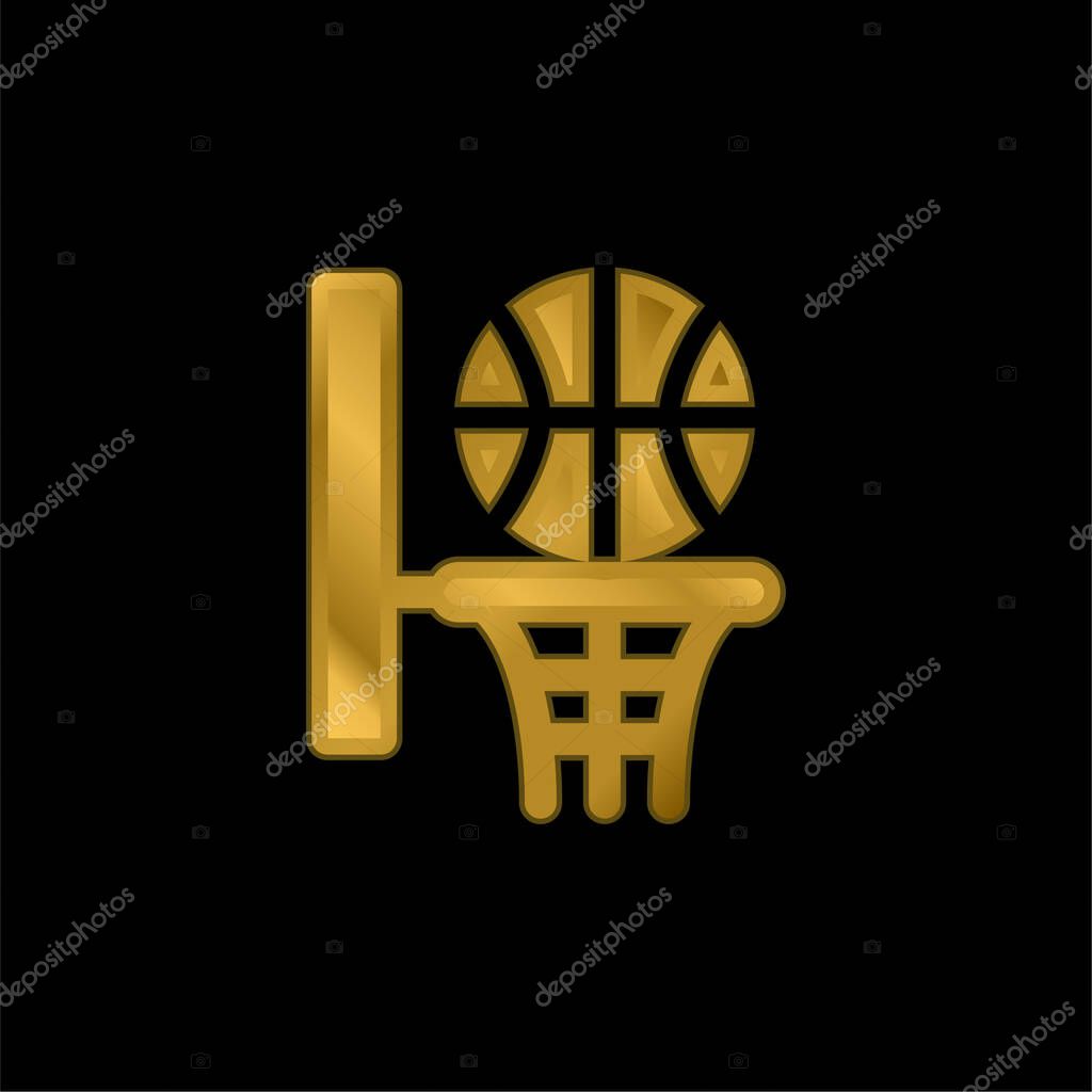 Basketball gold plated metalic icon or logo vector