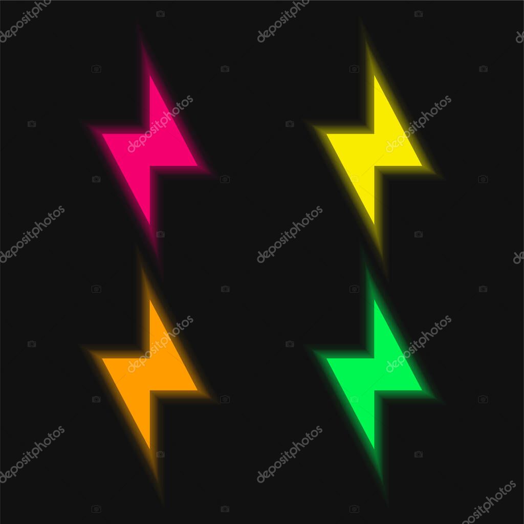 Bolt four color glowing neon vector icon