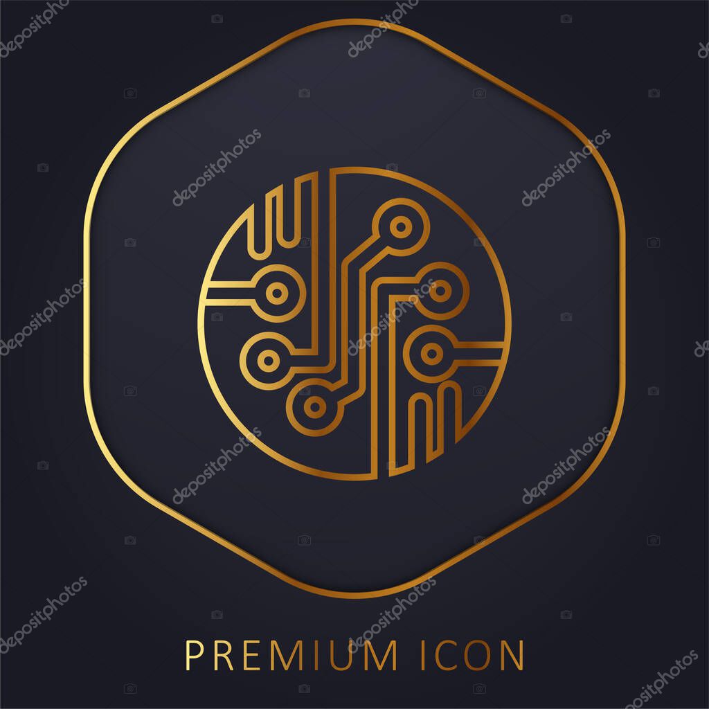 Bio Sensor golden line premium logo or icon