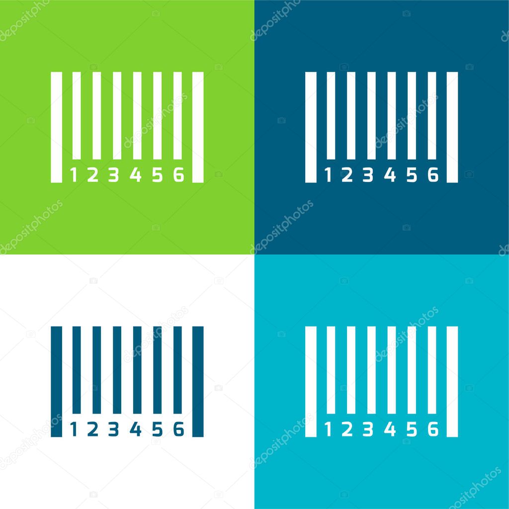 Barcode Flat four color minimal icon set