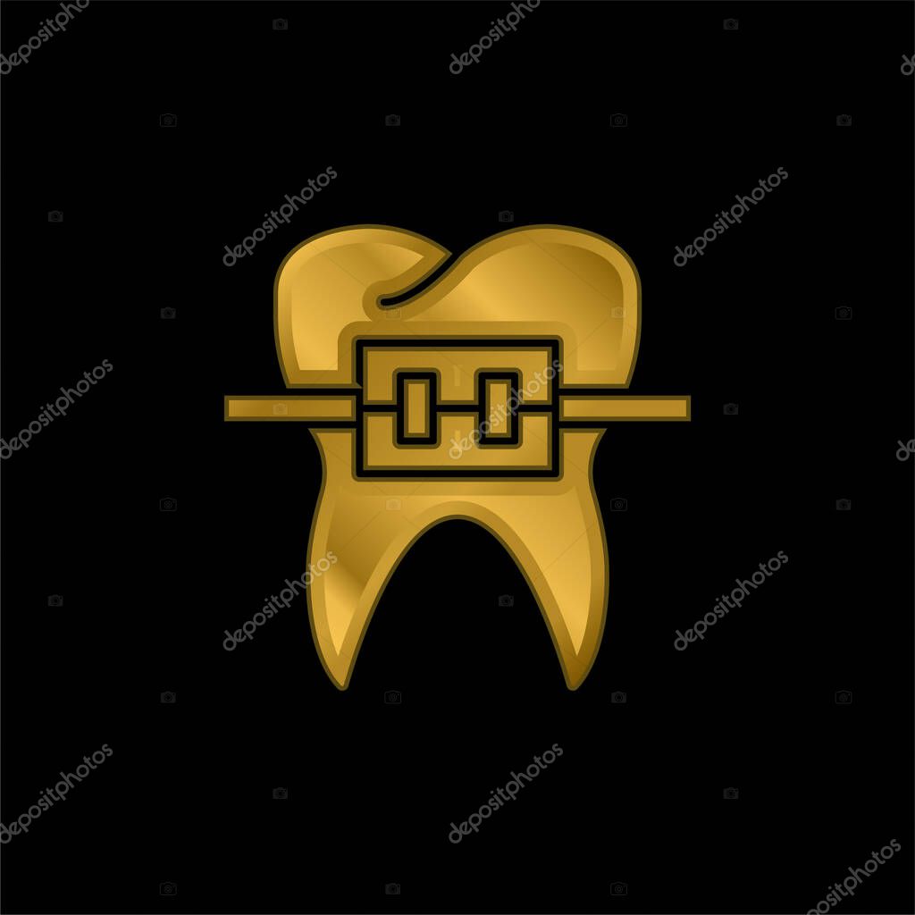 Braces gold plated metalic icon or logo vector